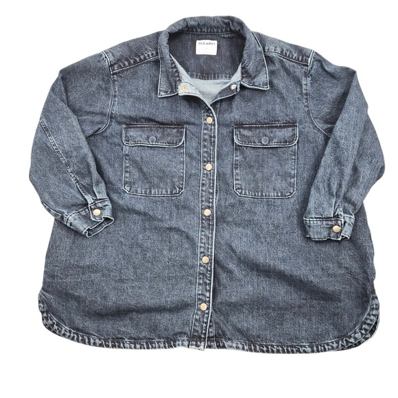 Old Navy Jackets & Blazers - Old Navy Womens Plus 3X Denim Shirt Jacket Dark Wash Blue Cotton Shacket 1166